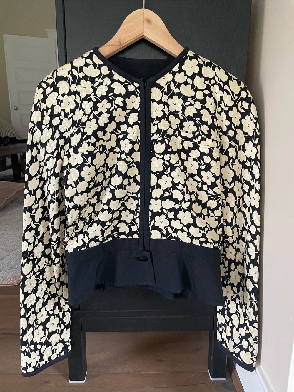 Vintage Valentino for Bergdorf Goodman, silk floral jacket with zipper, size 8